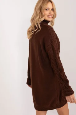 Robe pull col roulé manche longue