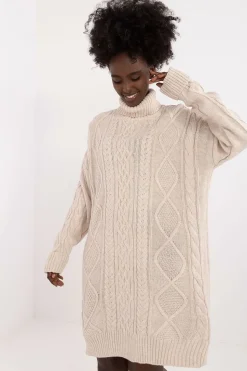 Robe pull col roulé manche longue