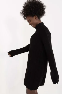 Robe pull femme hiver col montant manches longues