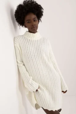 Robe pull femme hiver col montant manches longues