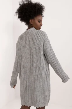 Robe pull femme hiver col montant manches longues