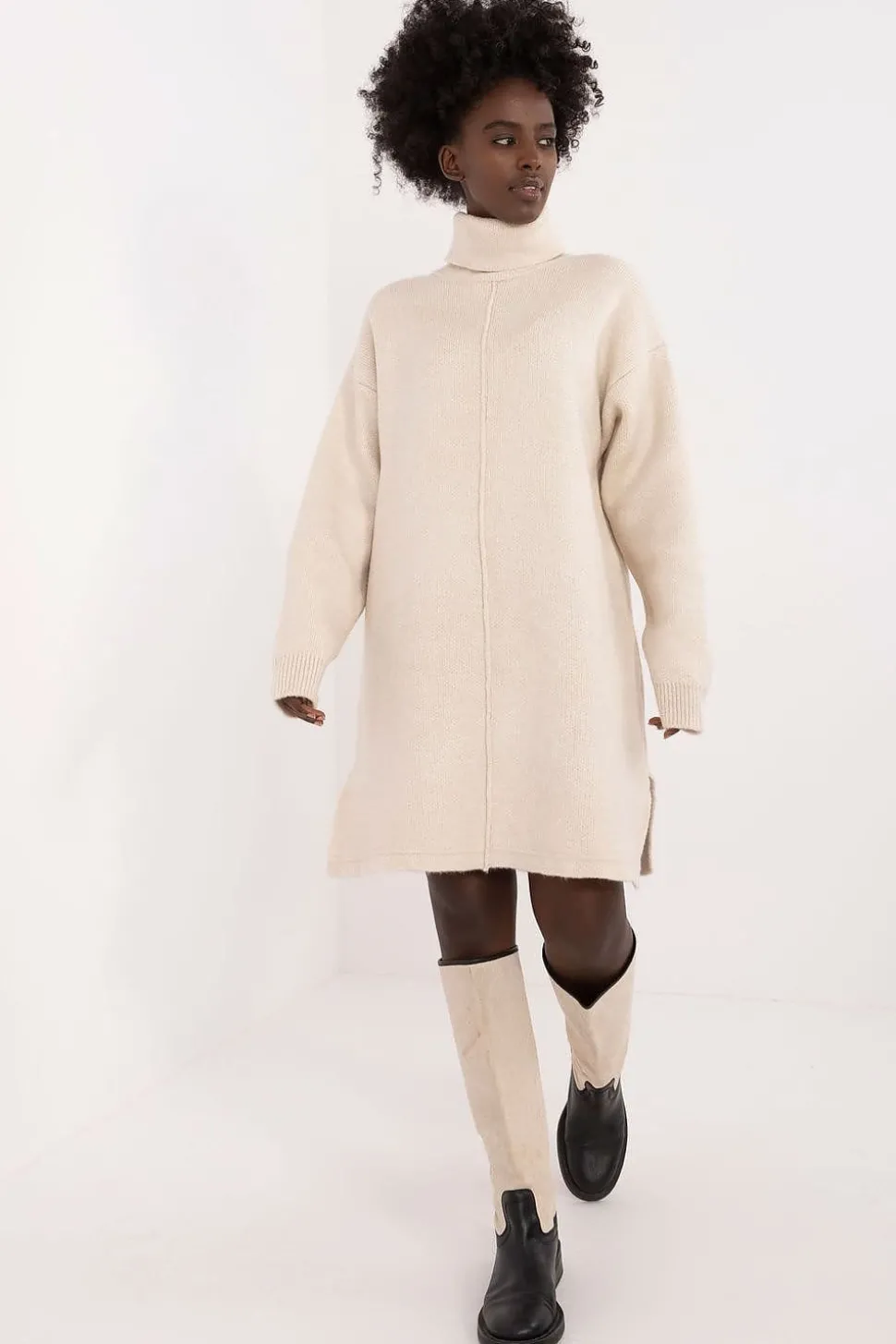 Robe pull hiver femme mi-longue