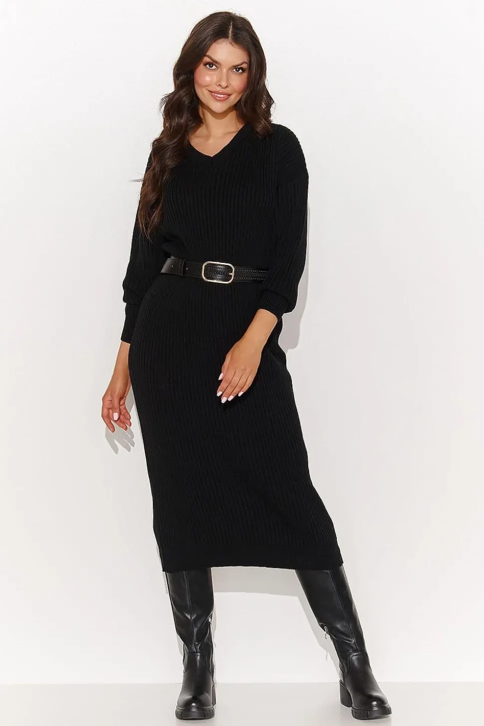 Robe pull noir longue