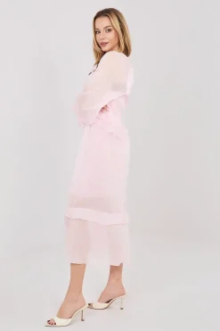 Robe rose longue bohème manches longues