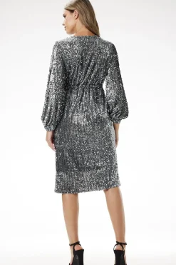 Robe à sequins midi manches longues
