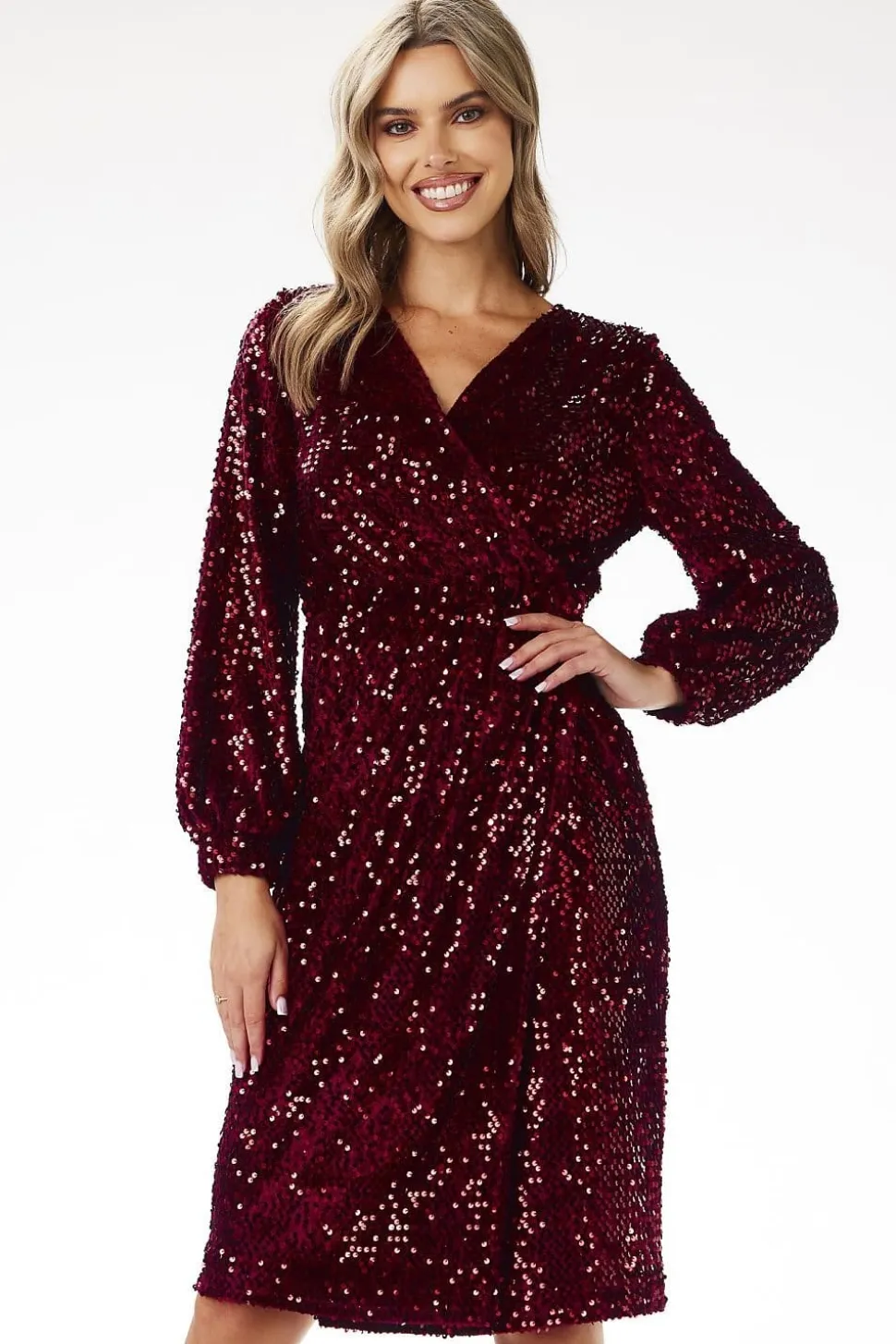 Robe à sequins midi manches longues