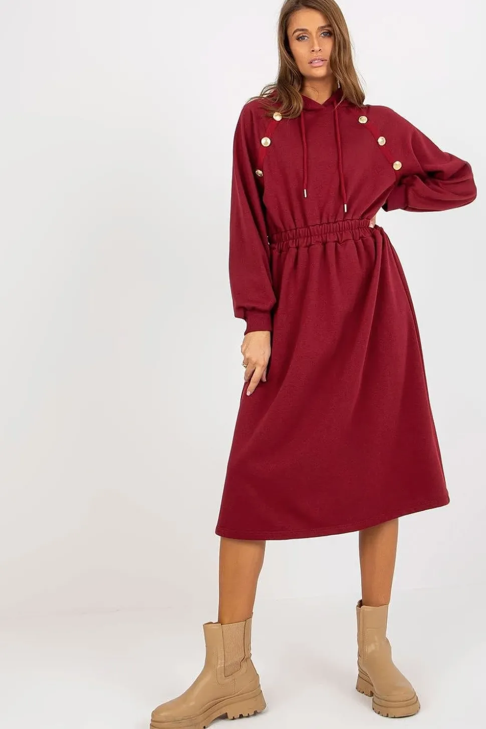 Robe sweat bordeaux midi