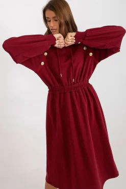 Robe sweat bordeaux midi