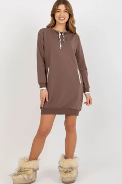 Robe sweat marron courte casual