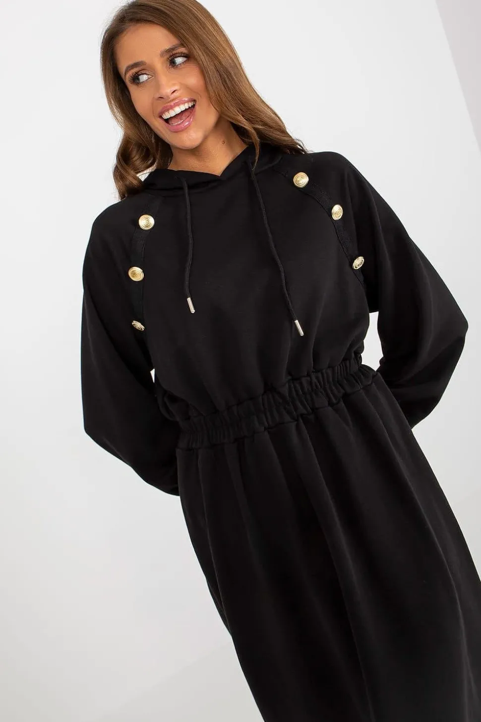 Robe sweat noire casual manche longue