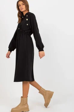 Robe sweat noire casual manche longue