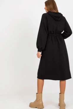 Robe sweat noire casual manche longue
