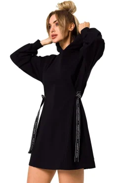Robe sweat noire courte manche longue