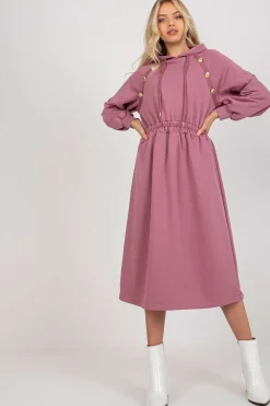 Robe sweat rose casual manches longues