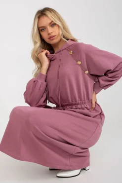 Robe sweat rose casual manches longues