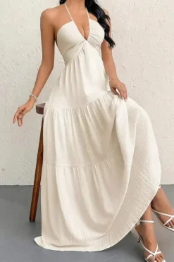 Robe été blanche bohème longue dos nu