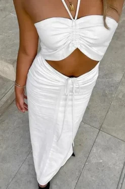 Robe été blanche longue sans manches