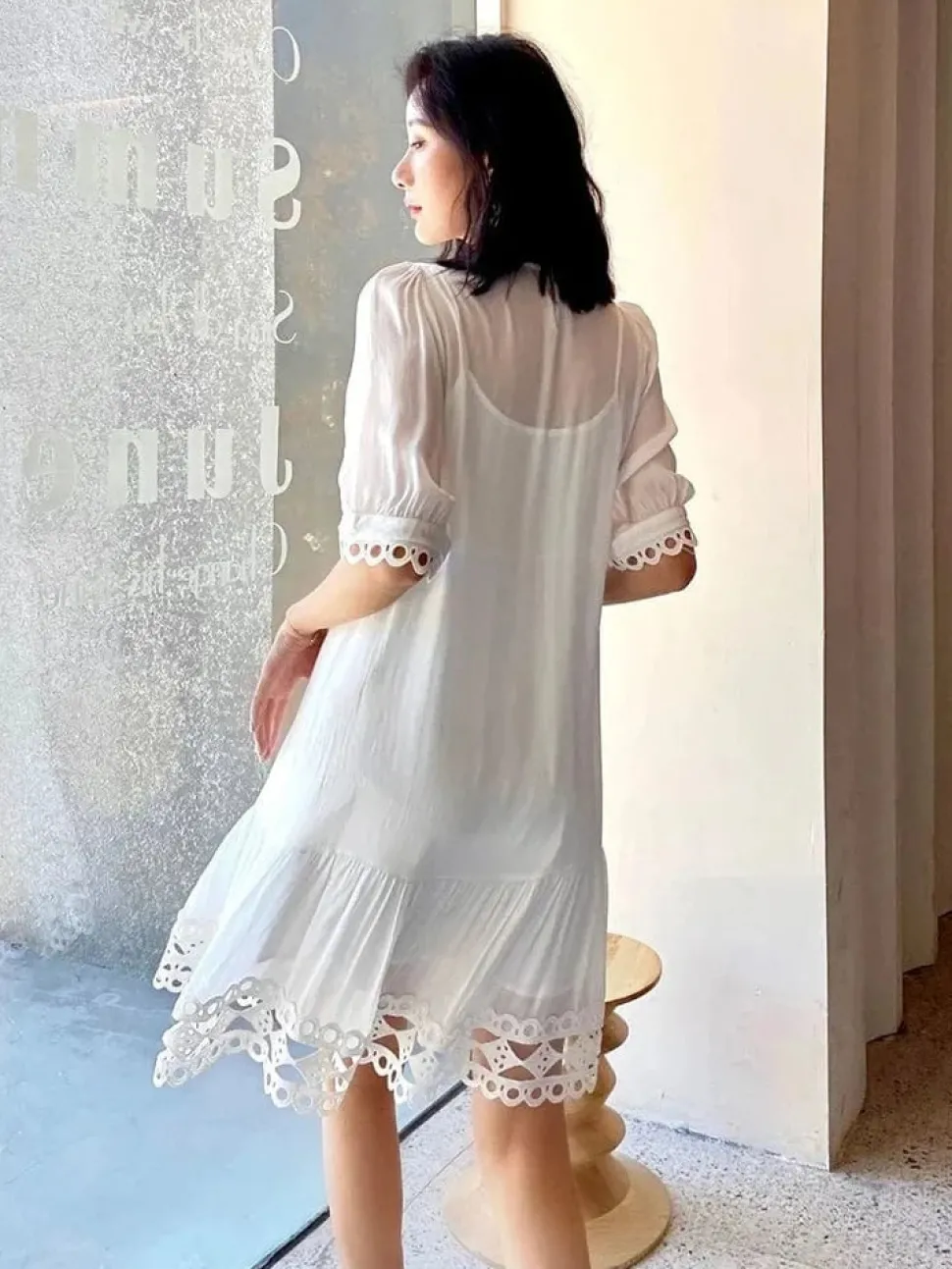 Robe été blanche patchwork