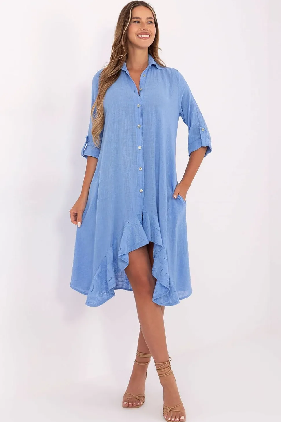 Robe été bleue courte asymétrique