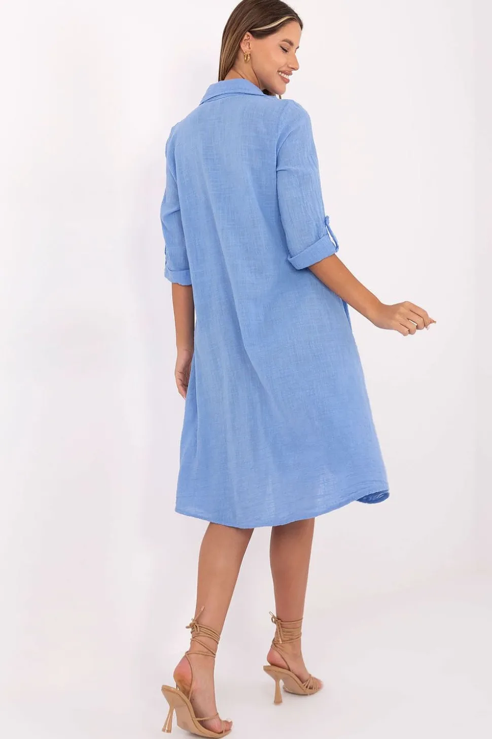 Robe été bleue courte asymétrique
