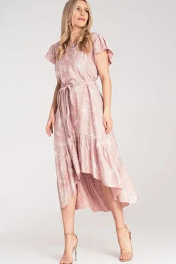 Robe été bohème asymétrique rose