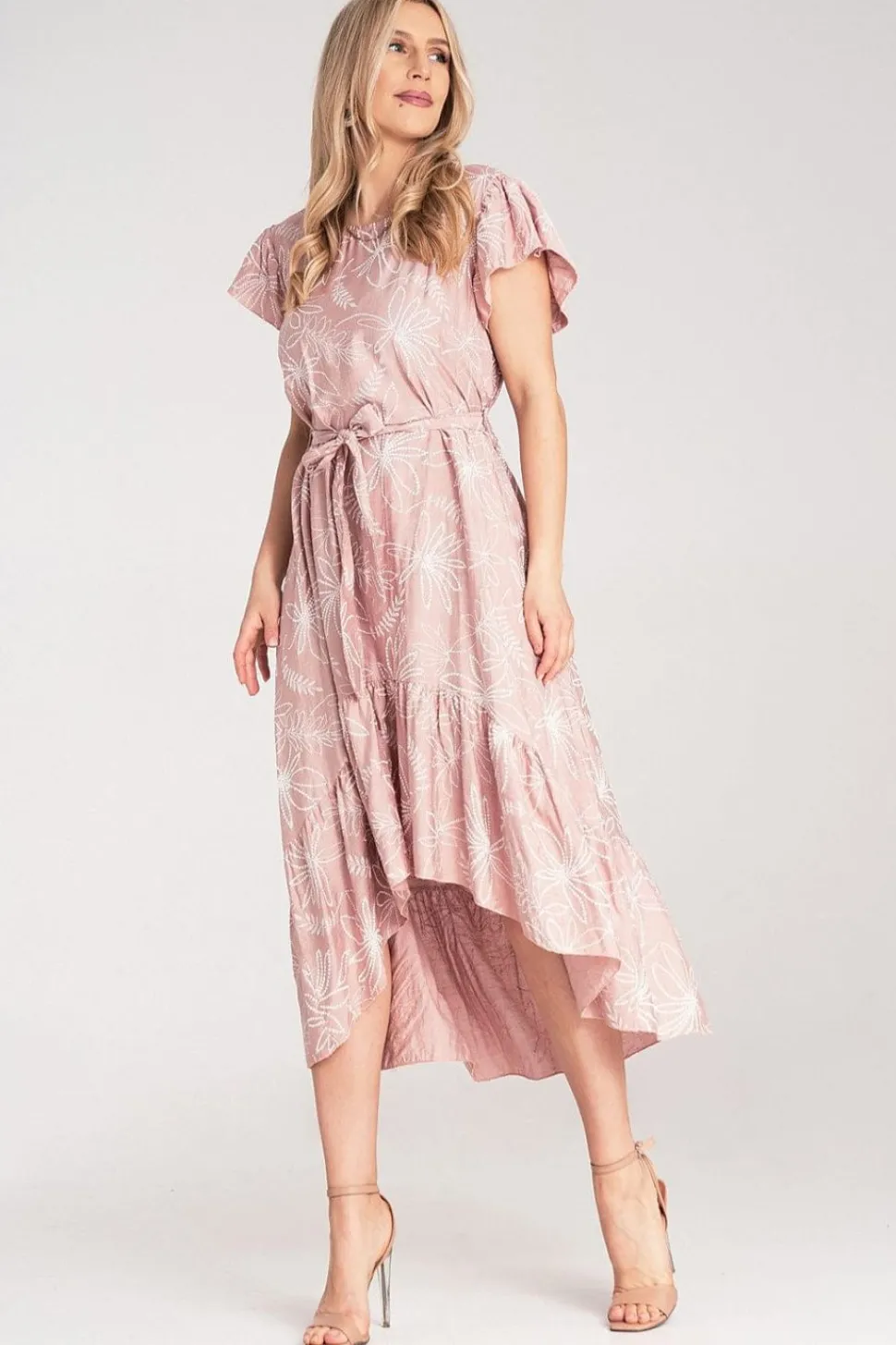 Robe été bohème asymétrique rose