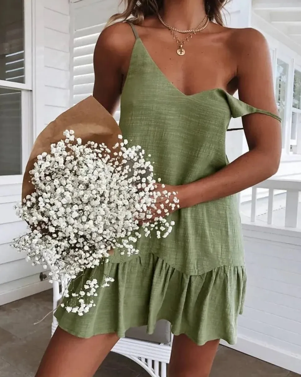 Robe été bohème courte épaules dénudées