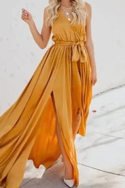 Robe été bohème fendue décolletée