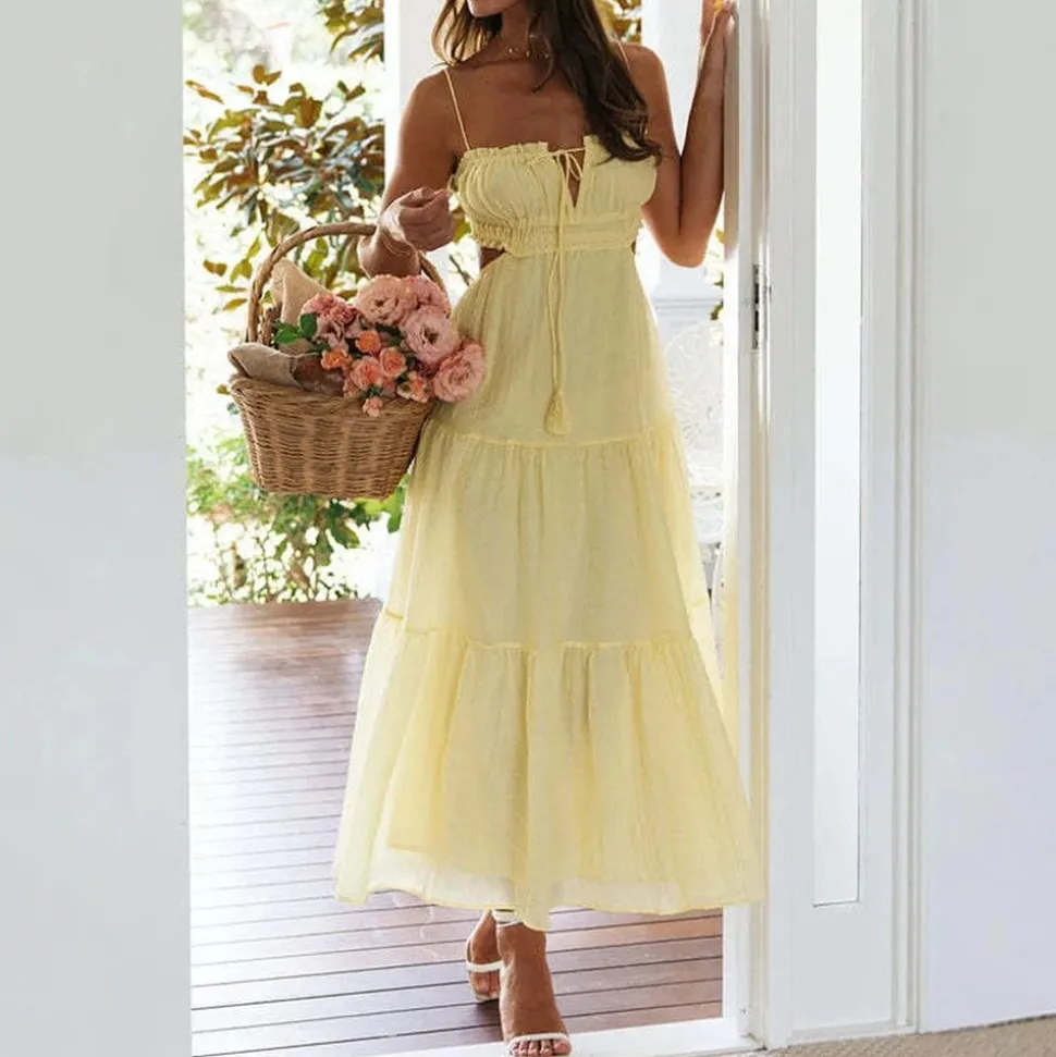 Robe été bohème fluide midi