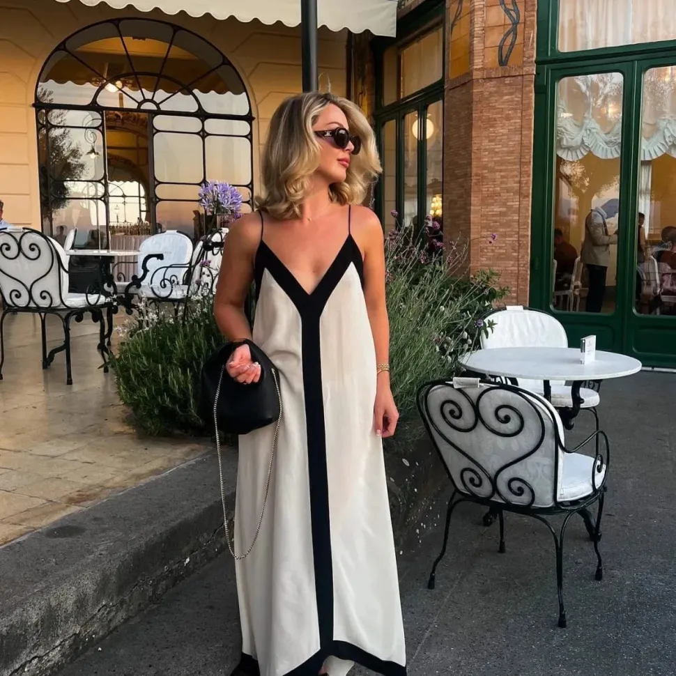 Robe été bohème longue dos nu sans manches
