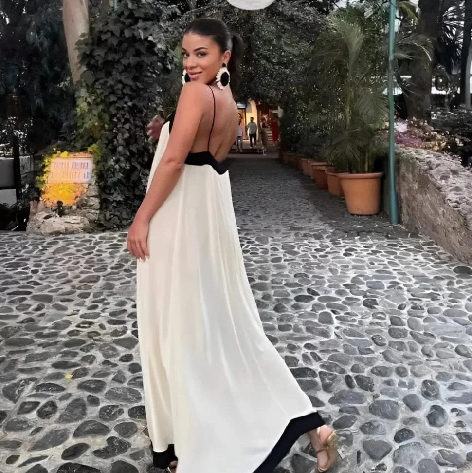 Robe été bohème longue dos nu sans manches