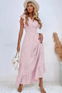 Robe été bohème longue fluide manches papillon