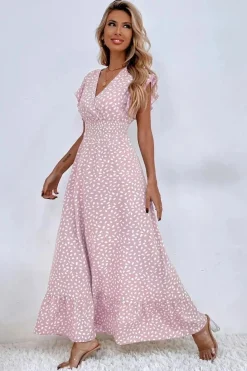 Robe été bohème longue fluide manches papillon