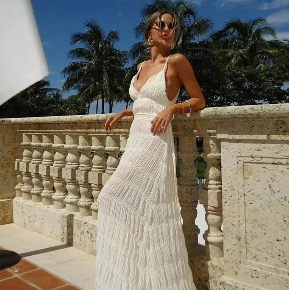 Robe été bohème longue frossée