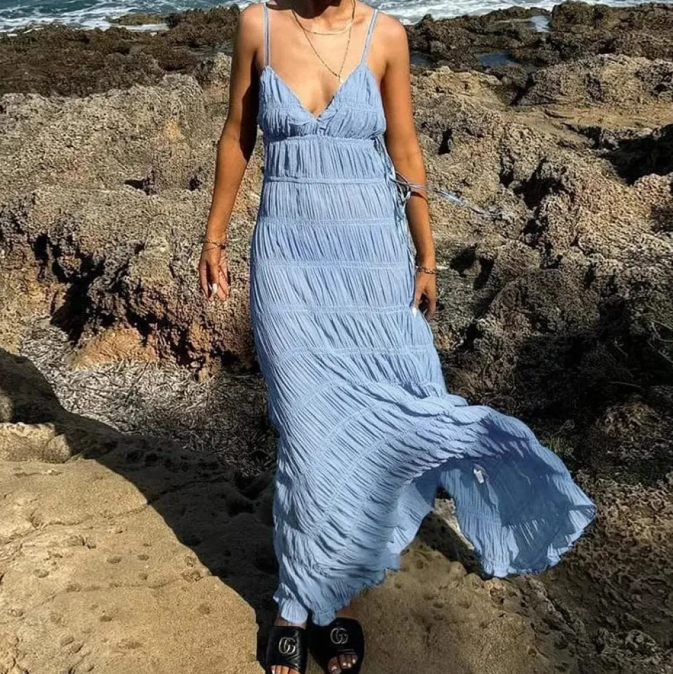 Robe été bohème longue frossée