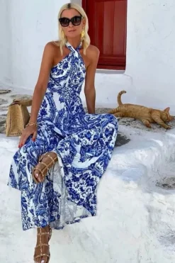 Robe été bohème longue sans manches