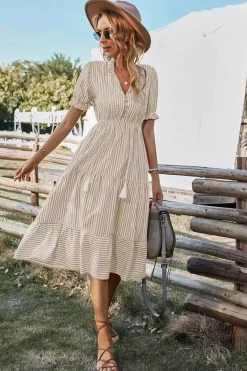 Robe été champêtre à rayures