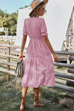 Robe été champêtre à rayures