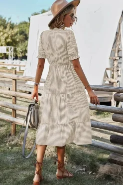 Robe été champêtre à rayures