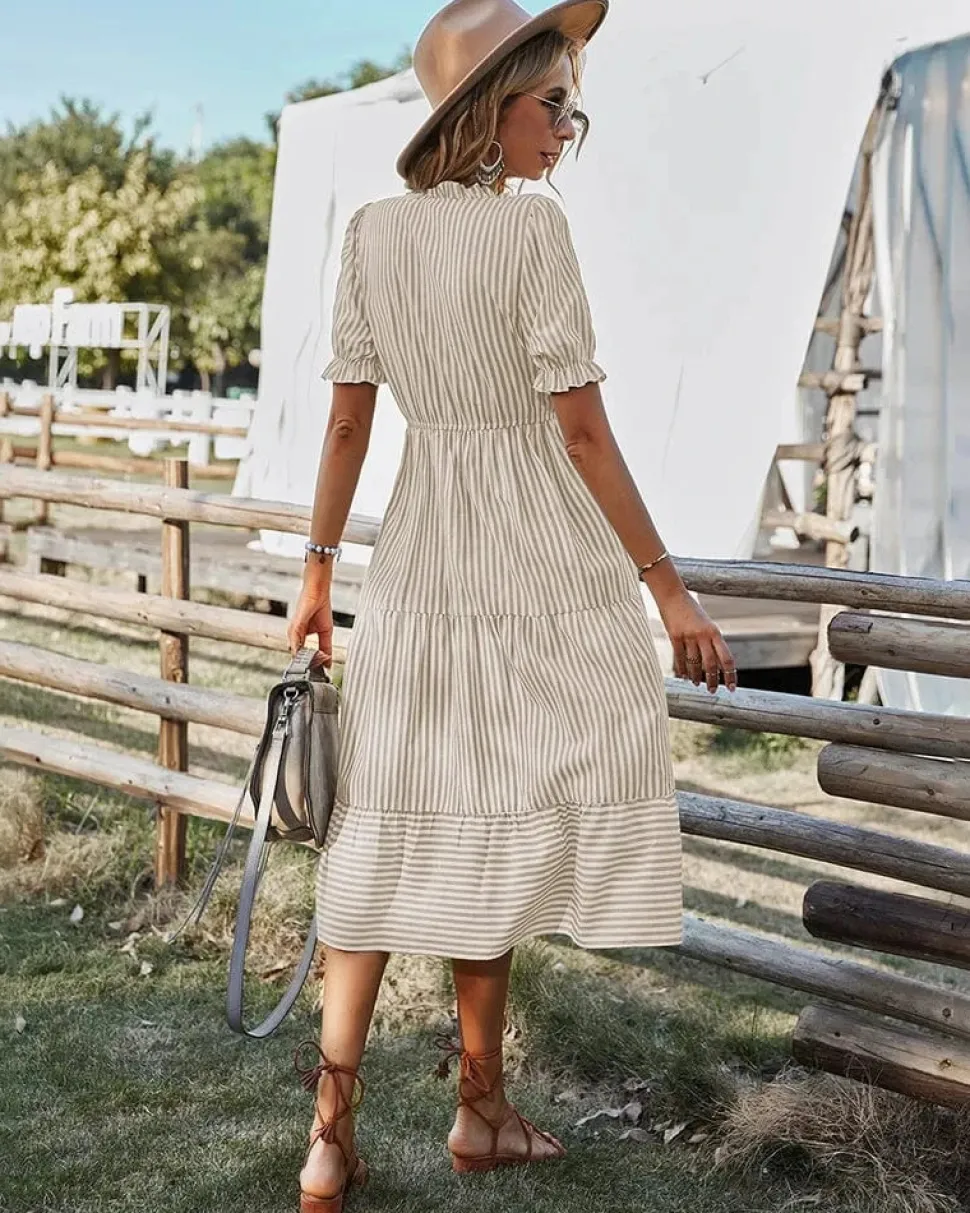 Robe été champêtre à rayures