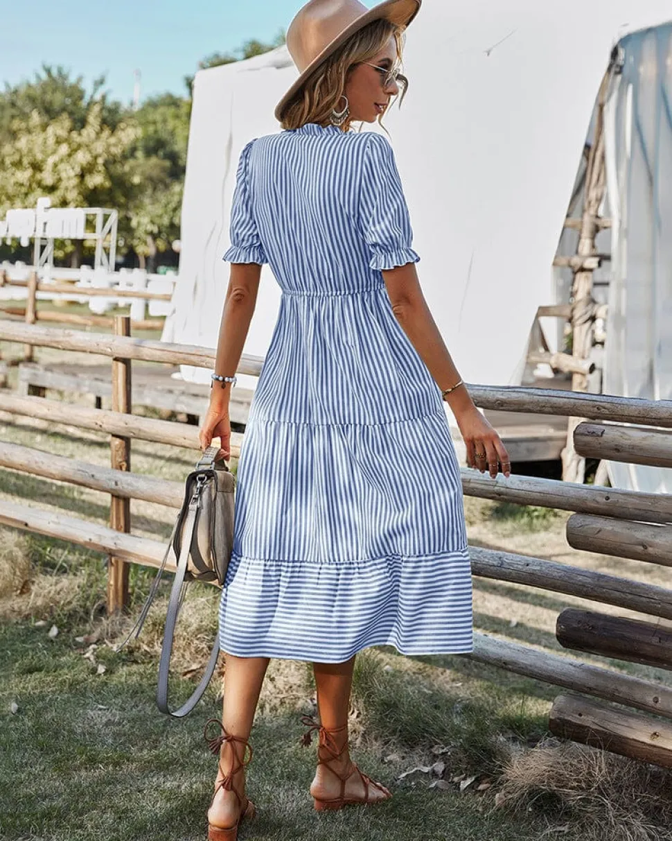 Robe été champêtre à rayures