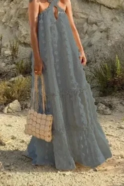 Robe été chic dos nu à fleurs 3D
