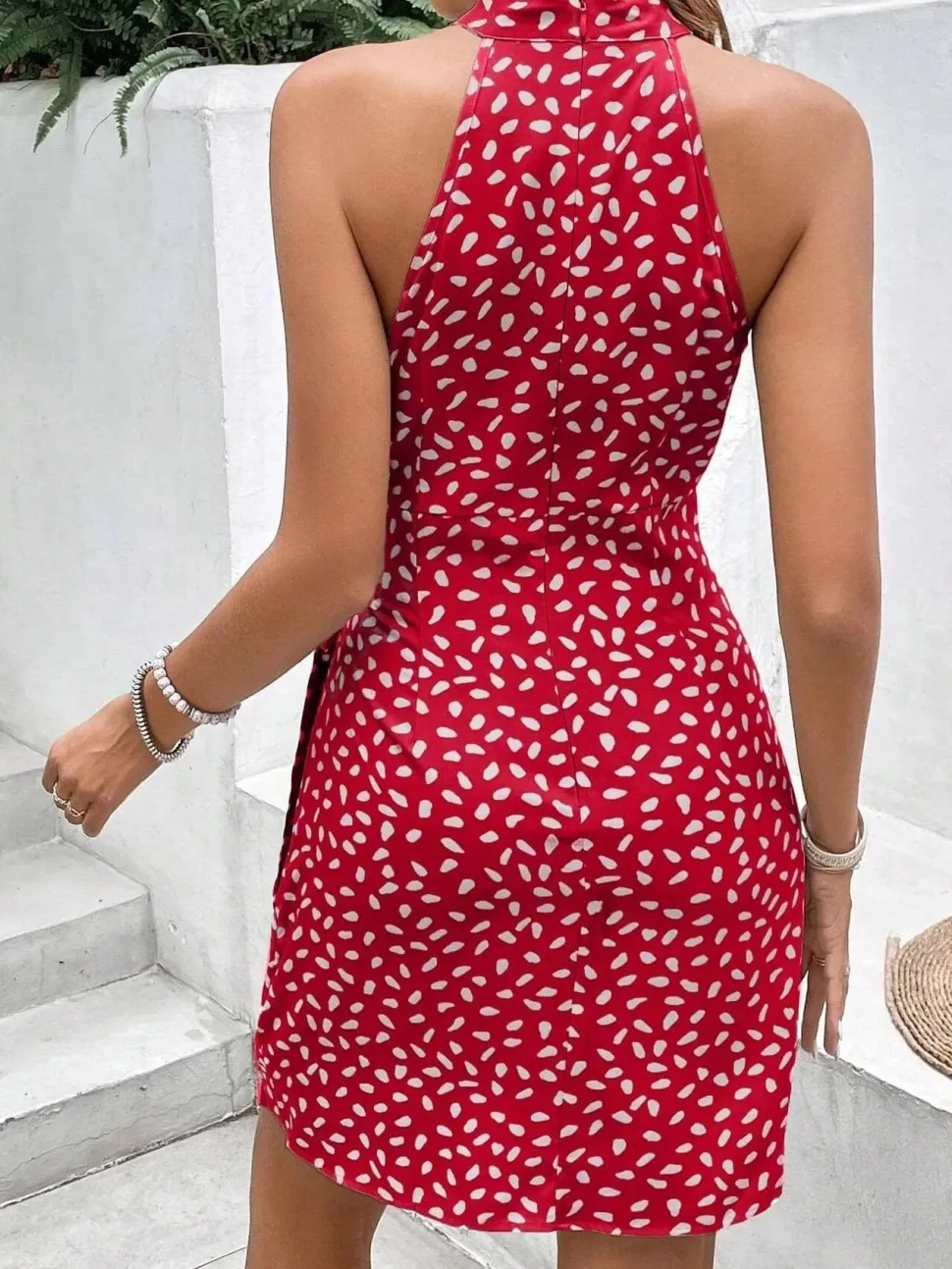 Robe été courte drappée sans manches