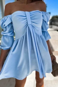 Robe été courte fluide épaules dénudées