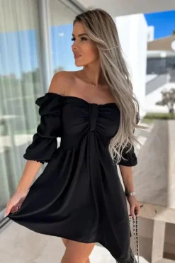 Robe été courte fluide épaules dénudées