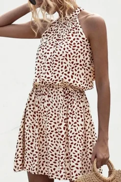 Robe été courte à pois col halter