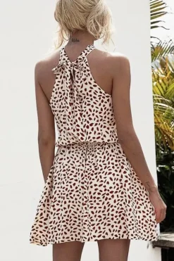 Robe été courte à pois col halter