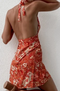Robe été dos nu courte fleurie