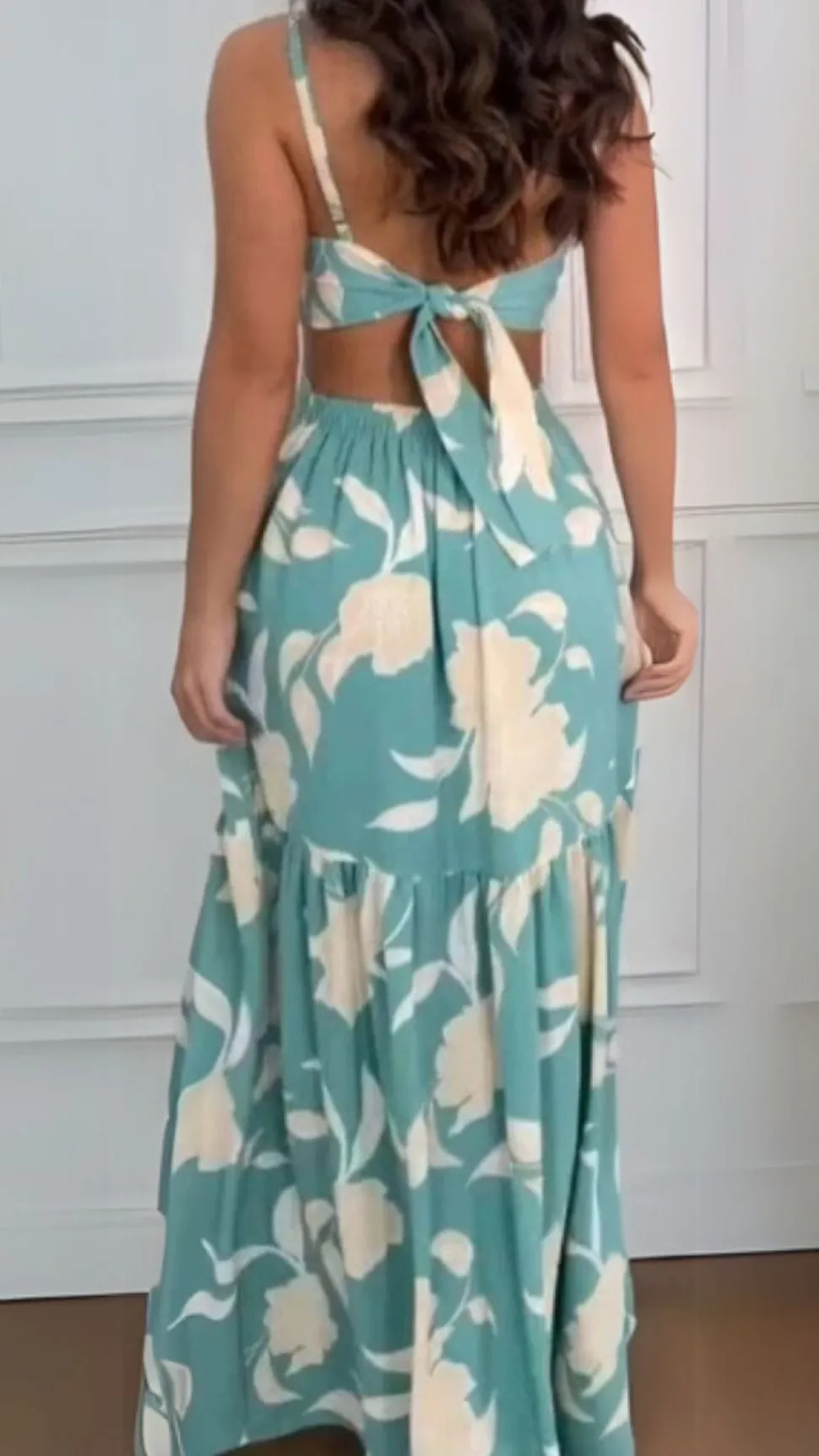 Robe été dos nu longue tropicale fluide
