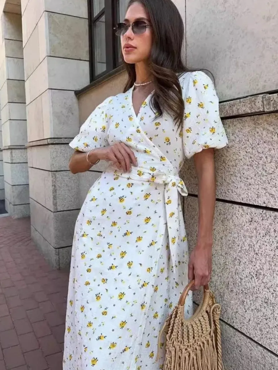 Robe été fleurie longue blanche